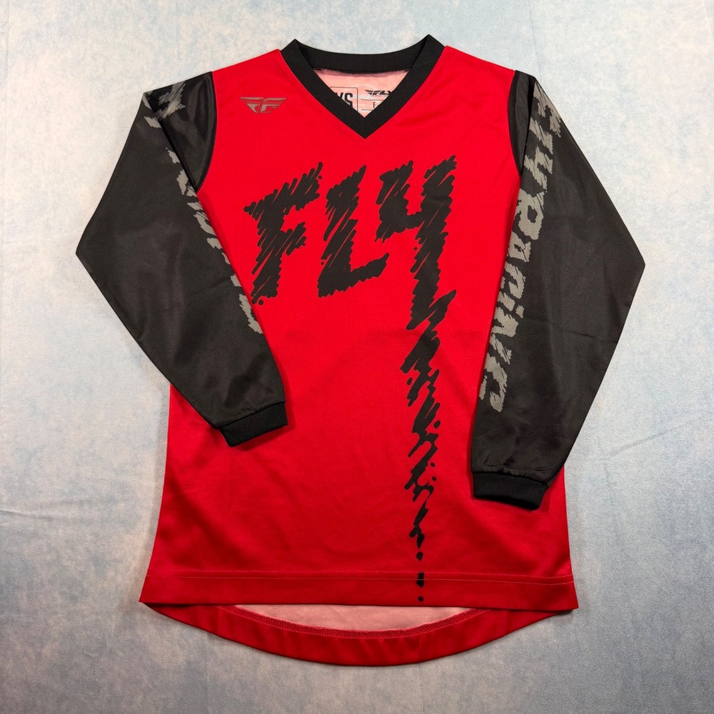Fly Racing F-16 Motocross Jersey Youth Small Red Black Excellent Long Sleeve